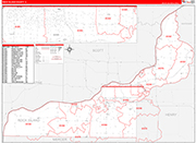 Rock Island County Wall Map Red Line Style
